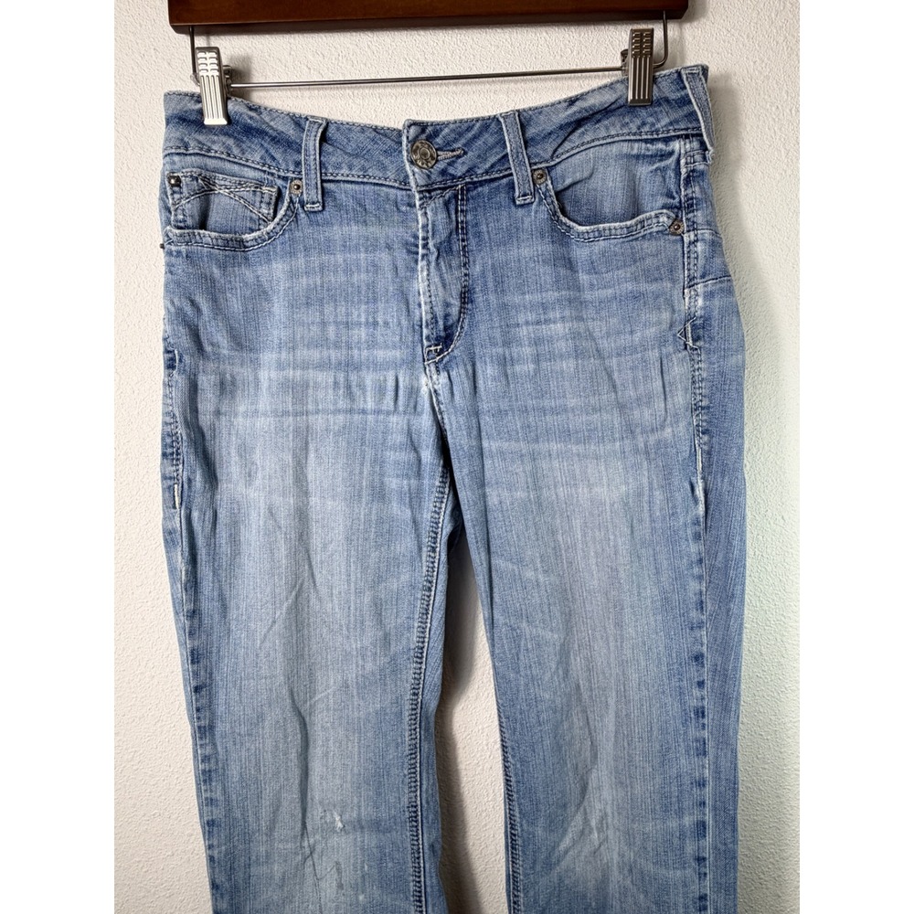 Ariat Women Jeans Blue 30S Real Alabama Straight Leg Light Wash Distressed